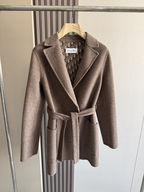 Dior Premium Dior Brown Suit Collar Short Coat with Dust Bag