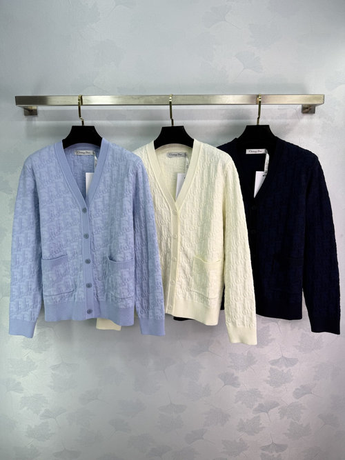 Dior Soft Jacquard V Neck Cardigan in Three Colors
