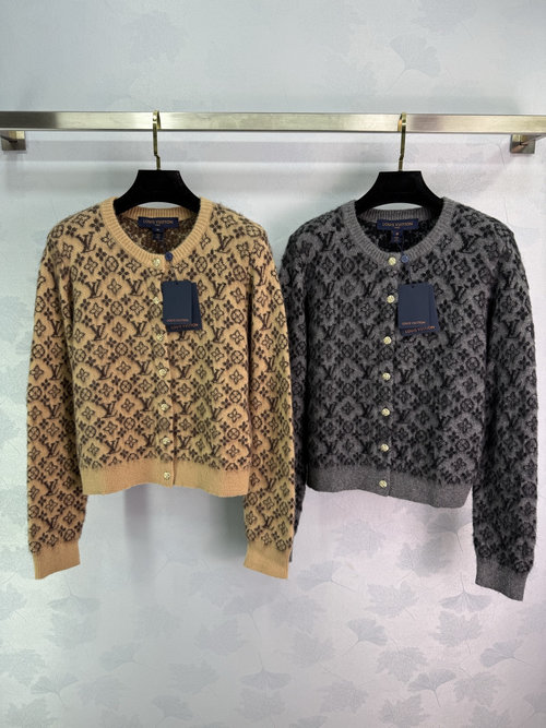 Louis Vuitton Clover Embroidered Knit Cardigan, Comfortable and Fashionable