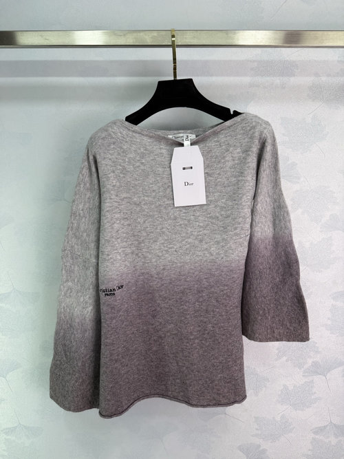 Dior Gradient Knit Sweater with Asymmetrical Shoulder, Sophisticated and Fashionable