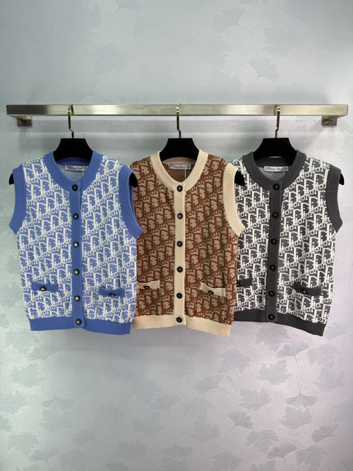Dior Old Flower Logo Knit Vest with Comfortable Fabric