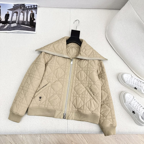 Dior Exclusive Navy Bee Embroidery Cotton Jacket with Classic Check Design