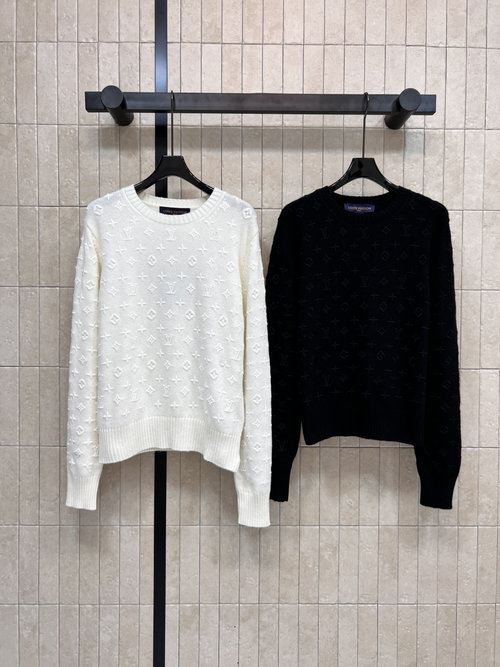 Louis Vuitton Embroidered Knit Sweater with Floral Pattern for Casual Layering