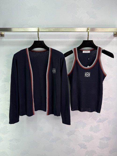 Loewe Striped Knit Set with Logo Embroidered, Timeless Style