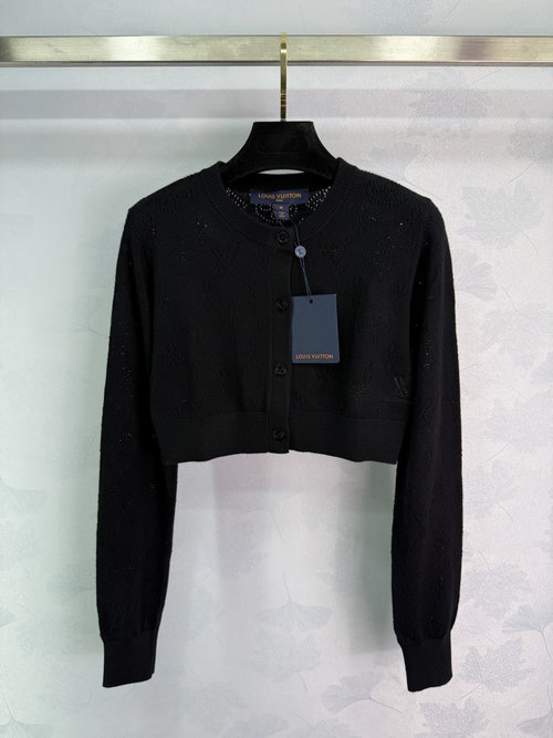 Louis Vuitton Chic Jacquard Openwork Knit Top with Letter Embellishment