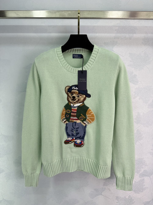 Polo Ralph Lauren Adorable Bear Jacquard Round Neck Knit Long Sleeve