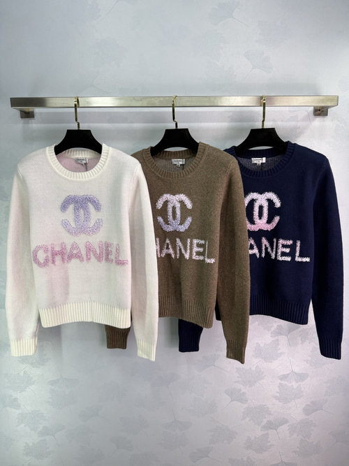 Chanel Classic Round-Neck Sweater with Double C Embroidery