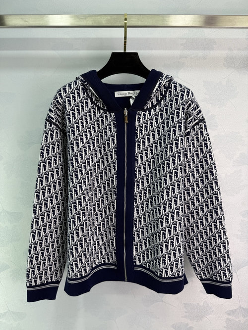 Dior Double-Sided Knit Hooded Cardigan, High-End and Adaptable