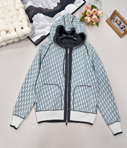Dior Elegant Double-sided Hooded Cardigan, Multiple Styling Options