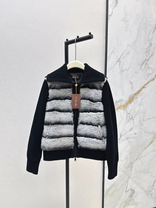 Loro Piana Exclusive Down Jacket with Faux Fur and Wool Knit