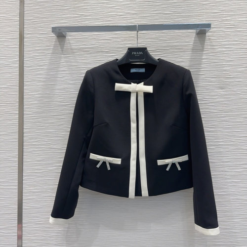 Prada Classic Waist-Cinched French Coat with Custom Buttons