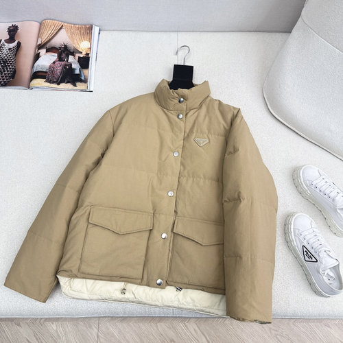 Prada Triangle Logo Collared Down Jacket, Classic H Shape