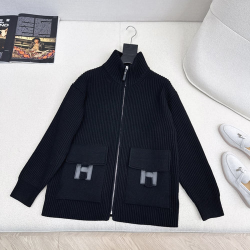 Hermes Exclusive Wool Knit Coat with H Pattern