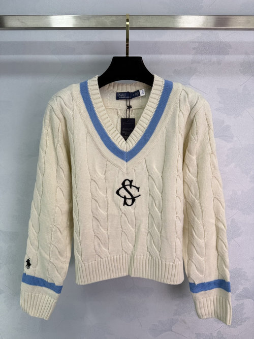 Polo Ralph Lauren Classic Twist V-Neck Knit Top for Daily Wear