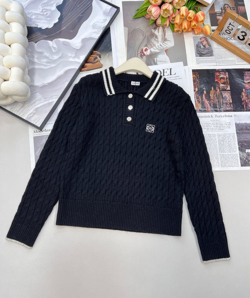 Loewe Polo Collar Knit Sweater in Soft Wool and Cashmere