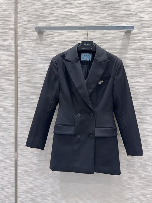 Prada Classic Double-Breasted Waist-nipping Blazer