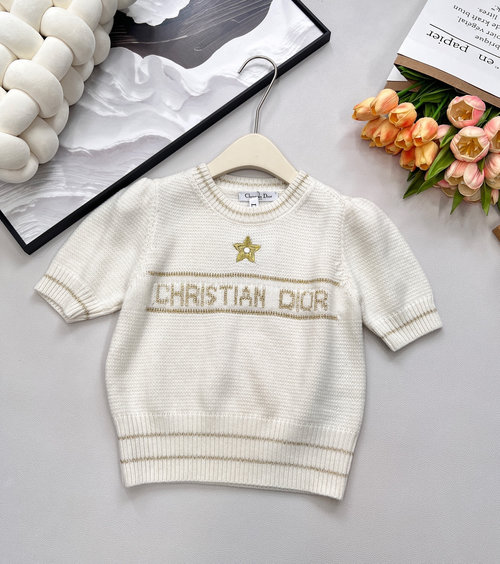Dior Wool and Cashmere Short Sleeve Knit with Logo