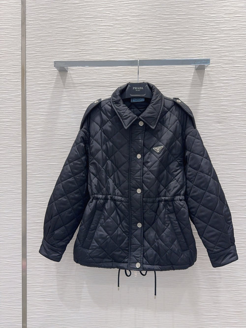 Prada Soft Silhouette Jacket with Drawstring and Triangular Logo