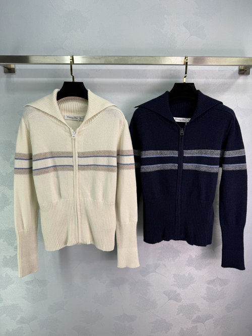 Dior Alpine Series Cardigan with Logo Jacquard Back and Classic Style