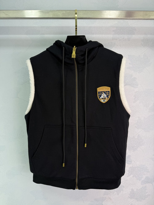 Louis Vuitton Reversible Teddy Fleece Vest with Letter Logo, Soft and Stylish
