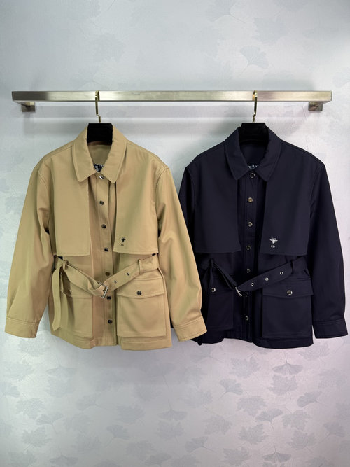 Dior Classic and Elegant Short Belted Trench Coat with Custom Lining