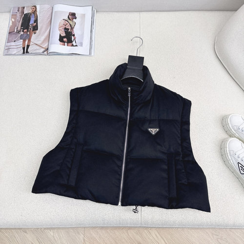 Prada Detachable Sleeve Down Puffer with Classic Logo