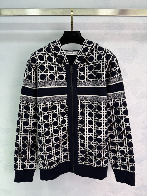 Dior Reversible Knitted Cardigan with Classic Tweed Jacquard