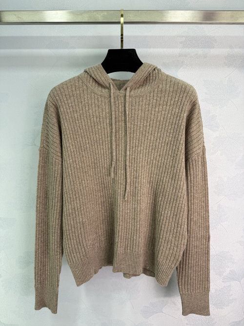 Dior Hooded Knit Sweater with Drawstring Design, Relaxed and Sophisticated