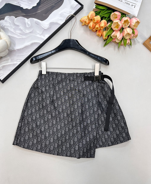 Dior Checked Jacquard Pocket Skort with Gold Chain