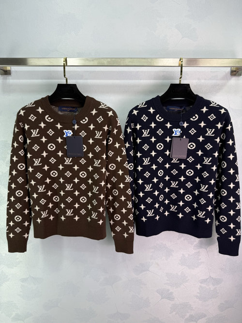 Louis Vuitton Monogram Knit Top with 3D Logo and Soft Wool Blend