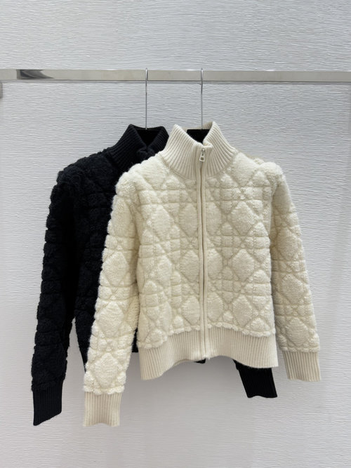 Dior Knitted Half-Zip Collar Long Sleeve Sweater with Embroidered Logo