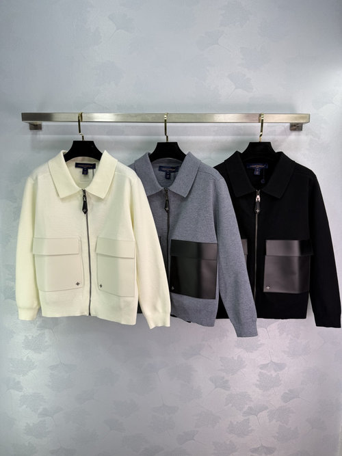 Louis Vuitton Solid Color Knitted Cardigan featuring Zipper and Double Pockets