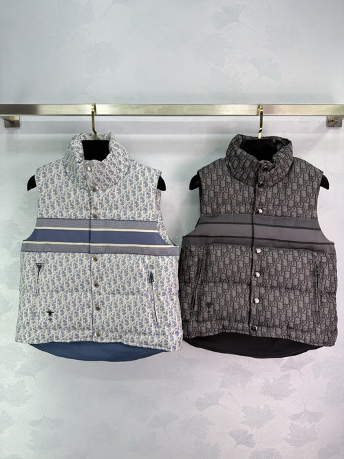 Dior Custom YB Jacquard Down Vest with Bee Emblem, Light and Stylish