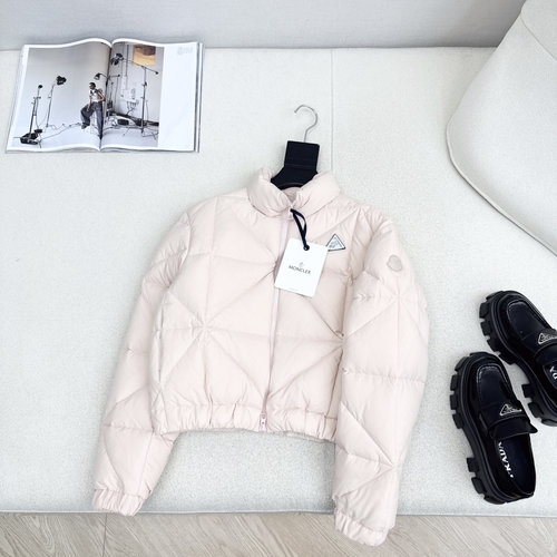 Moncler Diamond Quilted Stand-Collar Down Jacket, Minimalist Style