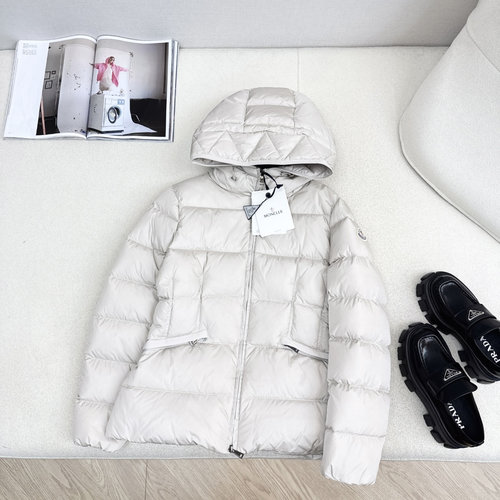 Moncler Hooded and Waist-Contoured Down Jacket with 90% White Goose Down