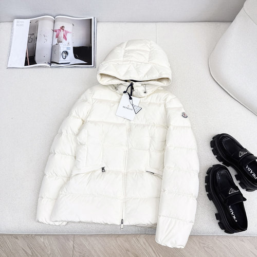 Moncler Hooded and Waist-Contoured Down Jacket with 90% White Goose Down
