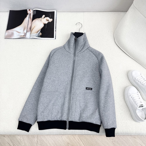 Miu Miu Environmental Fur Flying Jacket with Logo Decoration