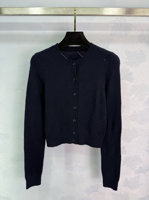 Prada Argyle Pattern Cashmere Cardigan with Button Front