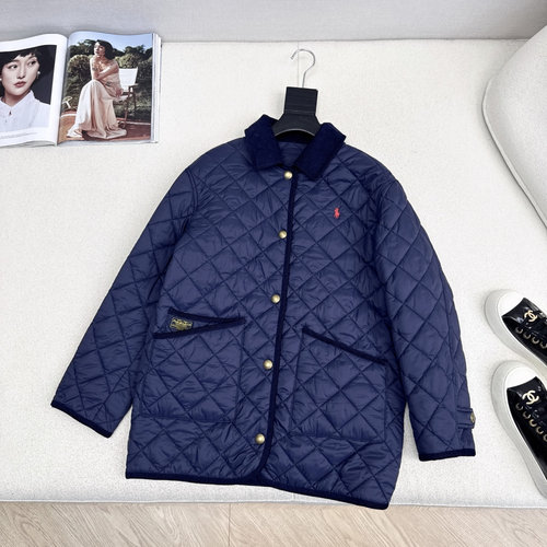 Polo Ralph Lauren Retro and Elegant Quilted Cotton Coat with Corduroy Trim