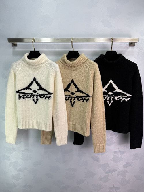 Louis Vuitton High Neck Long Sleeve Sweater with Brand Letter Logo Jacquard