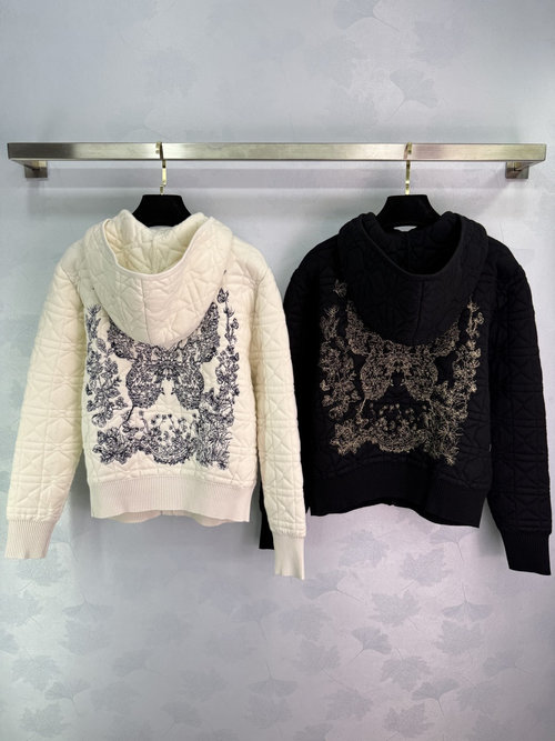 Dior Customized Embroidery Hooded Cardigan in Luxury Yarn