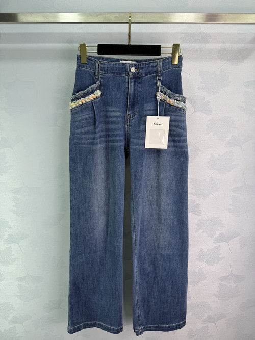 Chanel Pearl - Trimmed Flared Jeans with Vintage Look, Elegant and Comfortable