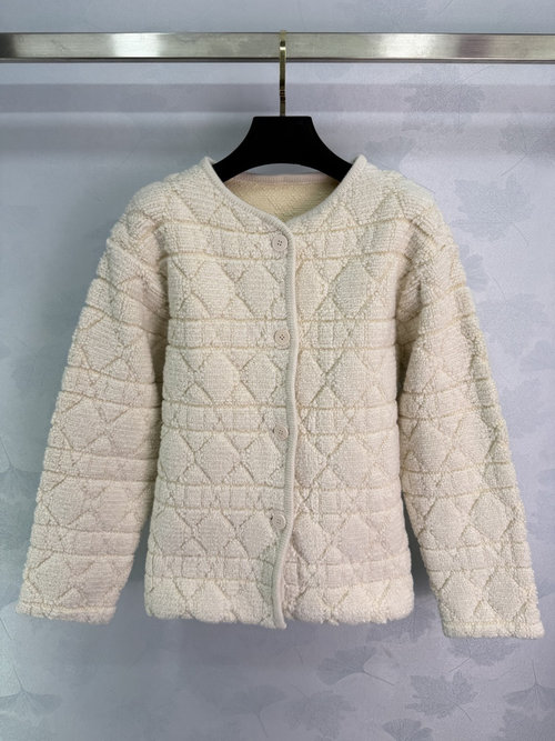 Dior Luxurious Cable Knit Cardigan with Embossed Back Lettering