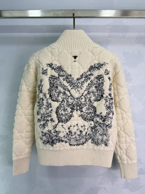 Dior Woolen Jacket with 3D Butterfly Embroidery on Rear