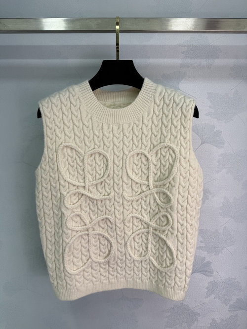 Loewe Customized Wool Crochet Jacquard Knit Vest with Logo