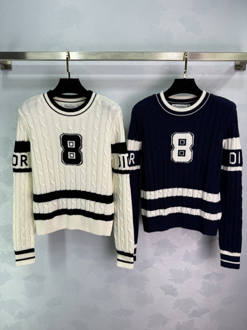 Dior Sporty Logo Intarsia Sweater in Contrasting Colors for a Vivid Look