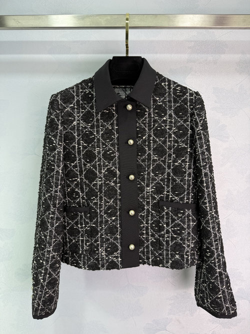 Dior Custom Textured Jacquard Shirt Coat with Pearl Buttons