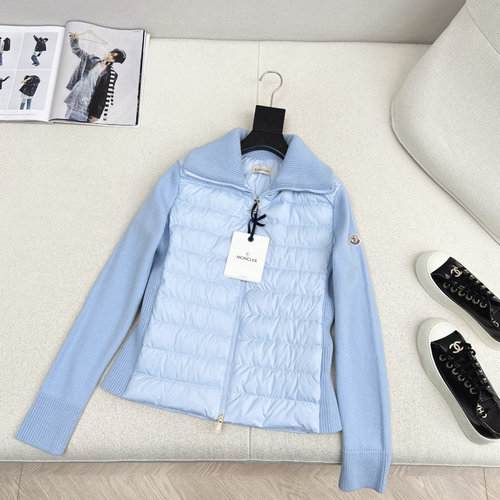 Moncler Knit Spliced High-Collar Down Jacket with 90% White Goose Down