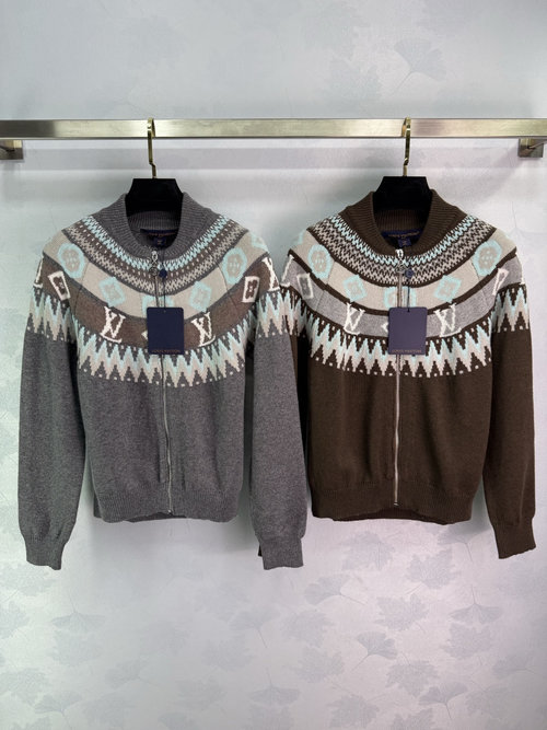 Louis Vuitton Ski Series Fair Isle Cardigan with LV Motif, Alpaca Blend