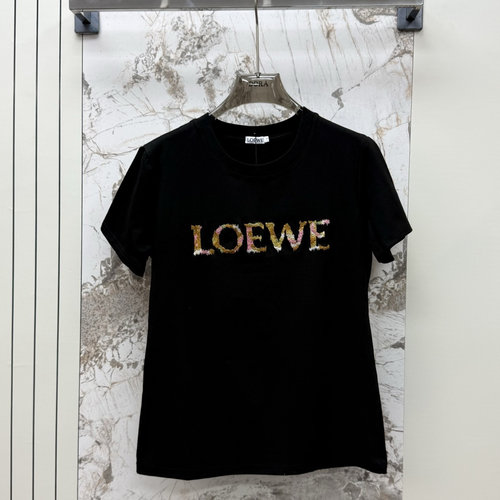 Loewe High-End Round Neck Short Sleeve T-Shirt with Embroidered Logo